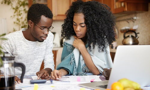 young couple doing their finances