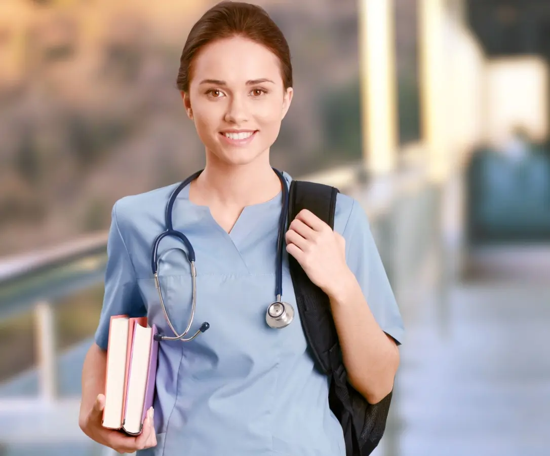 Doctor holding backpack